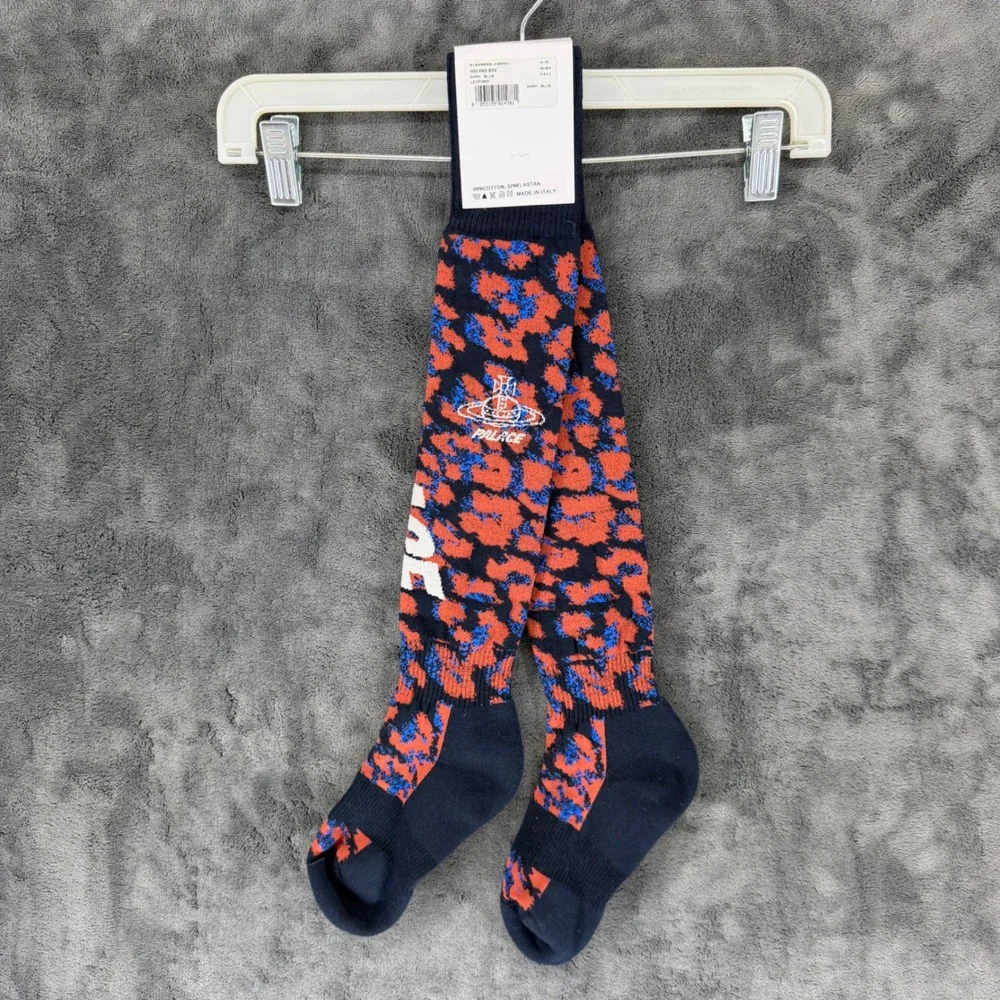 Palace Vivienne Westwood High‎ Knee Sock Blue Leopard AW24 8104000B-K0054-K411